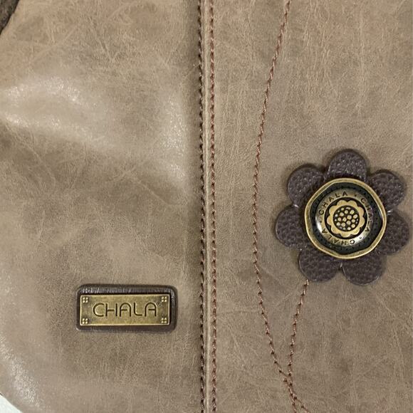 Chala Handbag Shoulder Purse Tote Bag with Elephant Charm, Stone Gray - Picture 7 of 12